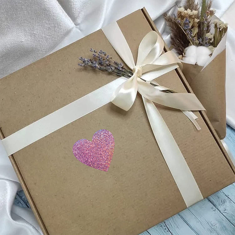 Love Heart Laser Valentine's Day Closure Sticker