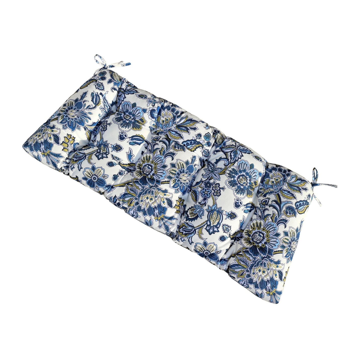 Outdoor Bench Cushions With Secure Tie Down Straps - Blue / Multi