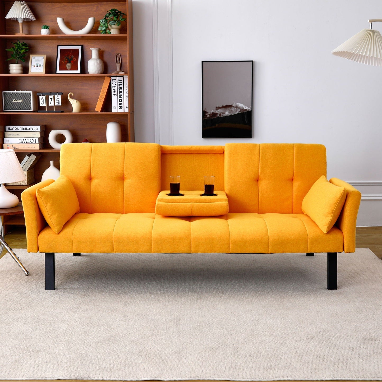Sofa Bed With Foldable Design And Cup Holder