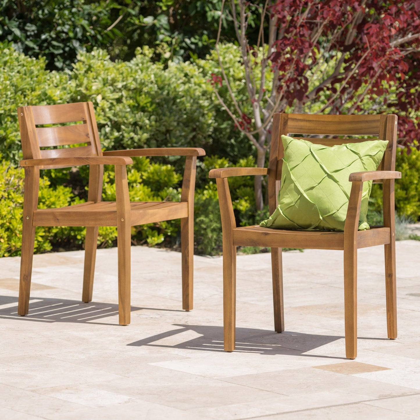 Stamford Dining Chairs Set of 2, Acacia Wood Patio Armchair