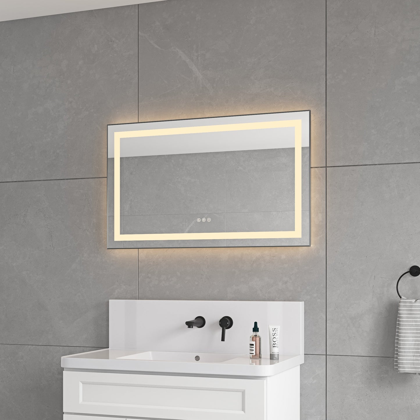 40 x 24 Inch LED Bathroom Mirror With Front And Backlight