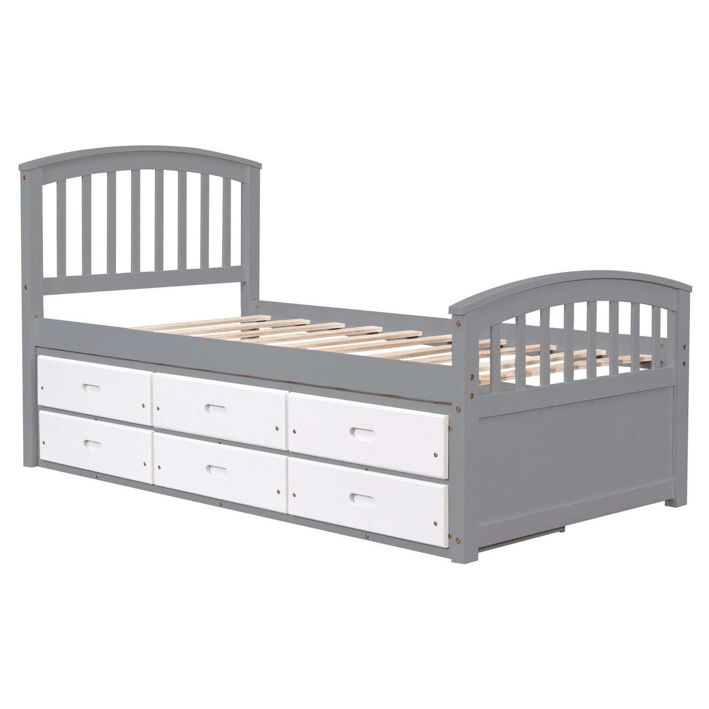 Platform Storage Bed Solid Wood Bed With 6 Drawers