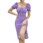 Women's Square Neck Short Sleeve Bodycon Polka Dot Bohemian Dress Vacation Beach Dress
