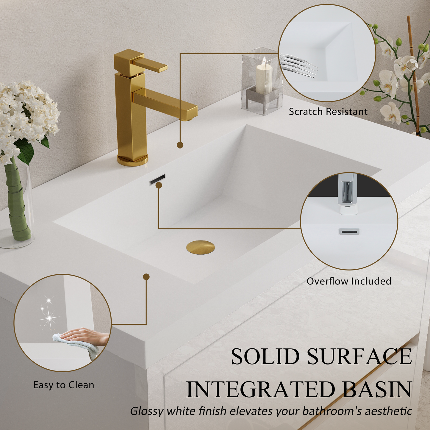 36" Freestanding Bathroom Vanity with Sink and Storage Cabinet