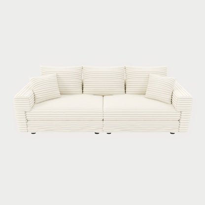 Deep Seat Convertible Sofa With Soft Pillows And Ottomans