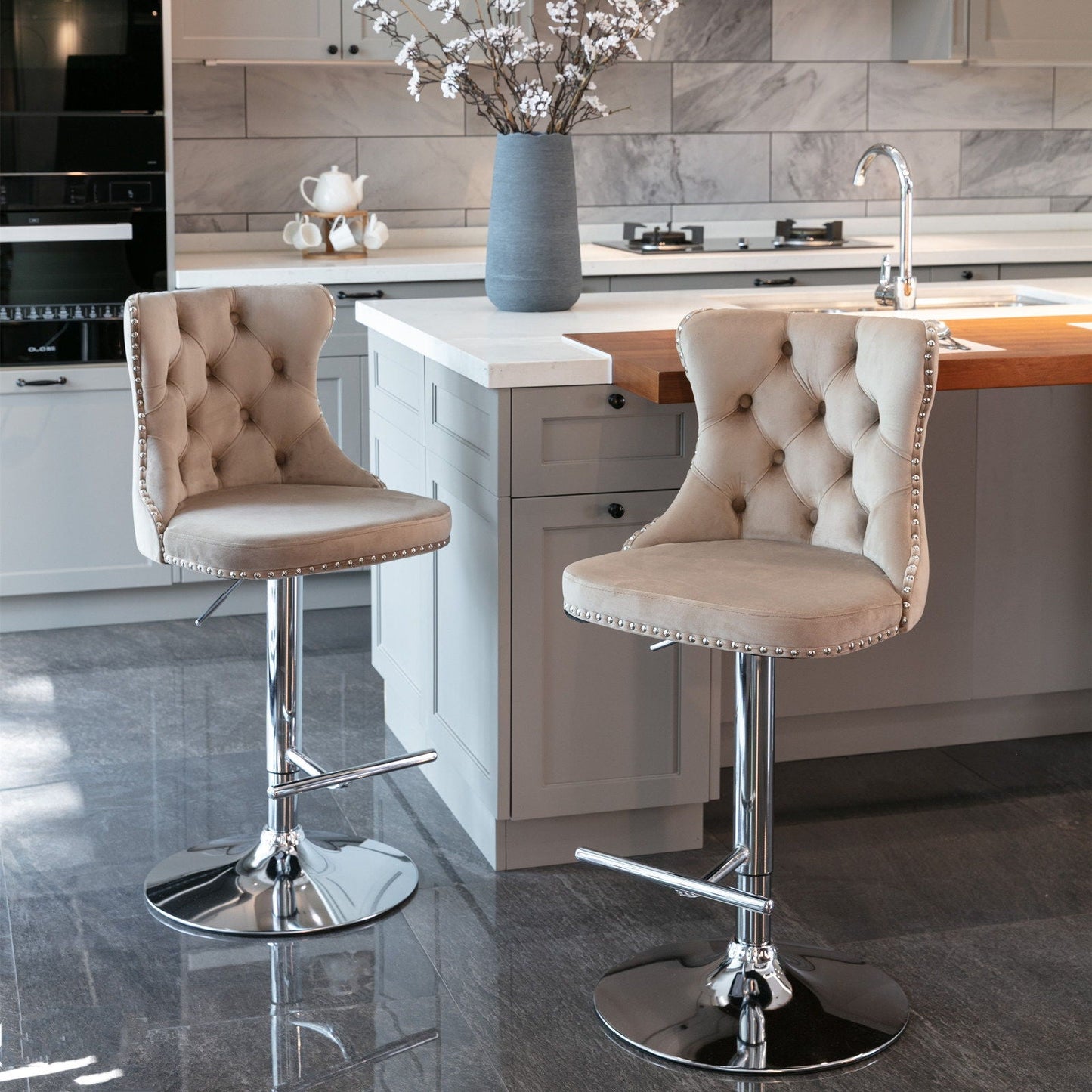 Swivel Adjustable Height Barstools Set of 2