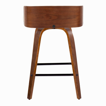 Maya - Mid Century Modern Fixed Height Counter Stool With Swivel And Square Footrest (Set of 2)