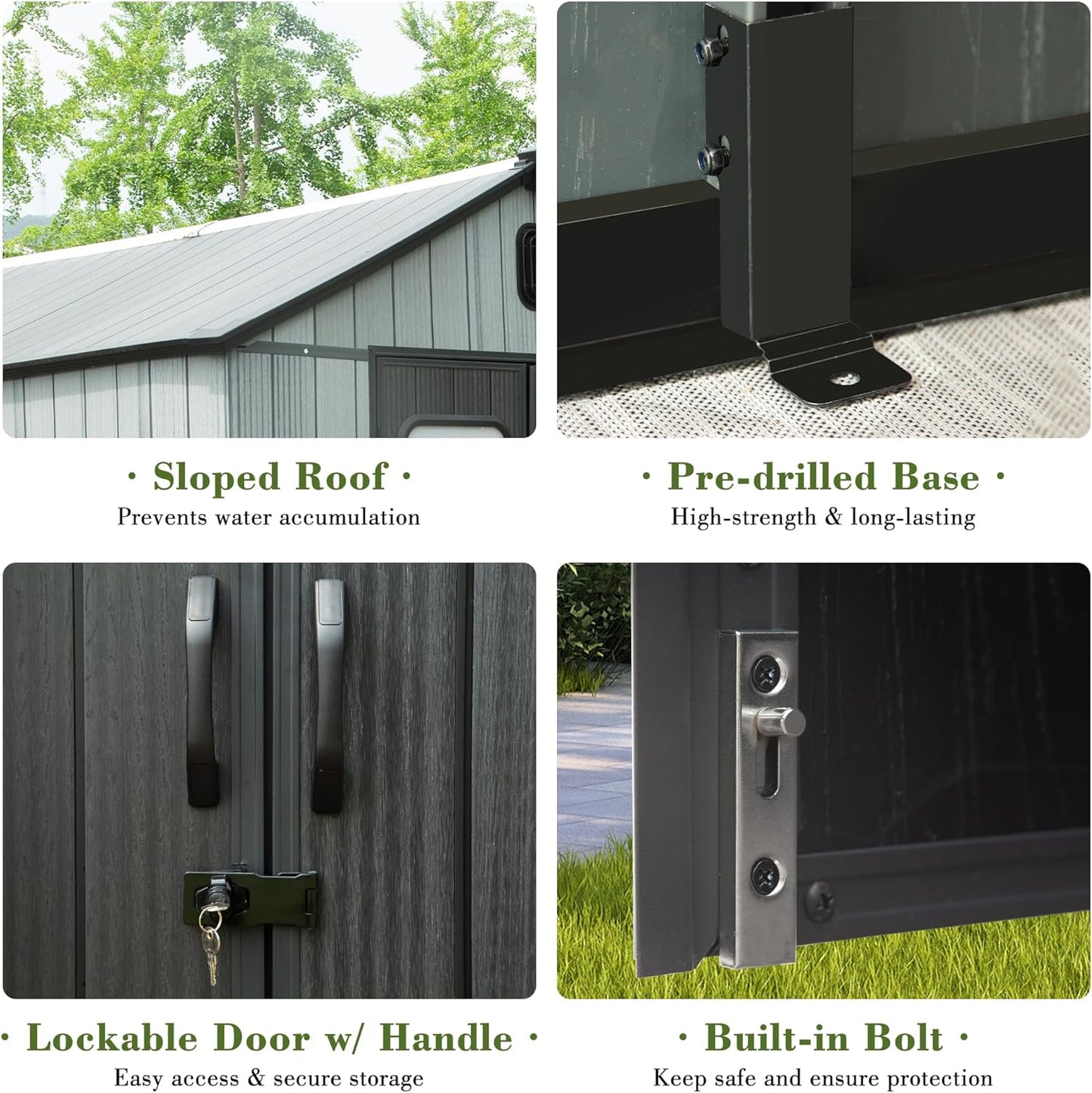 5x3FT Outdoor Resin Storage Shed with Transparent Windows & Louvered Vents