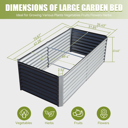 6x3x2ft Galvanized Raised Garden Bed