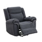 Domana - Polished Microfiber Power Nirion Recliner With Lift Heating Massage Chair - Dark Blue