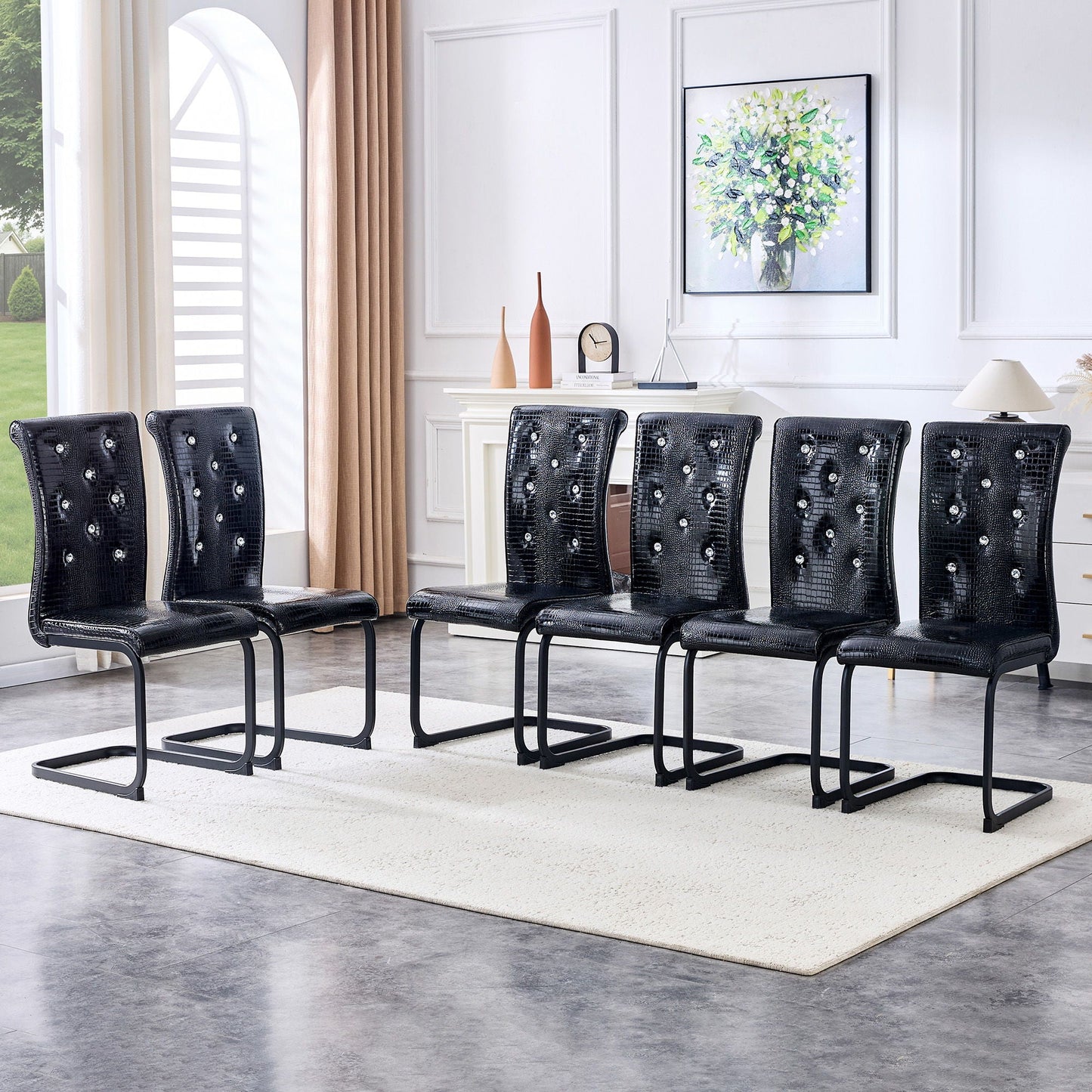 Alligator Skin Upholstered Dining Chairs