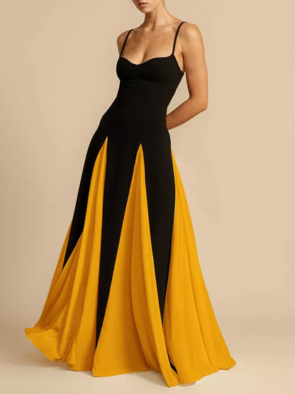 Two-Tone Flowing Maxi Dress