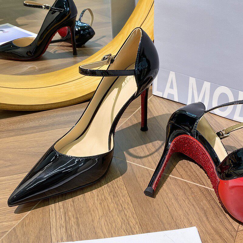 Women Gorgeous Nude High Heels, 2026 Summer New Thin Heel Pointed Toe Sexy Rhinestone Single Strap Side Cutout Pumps
