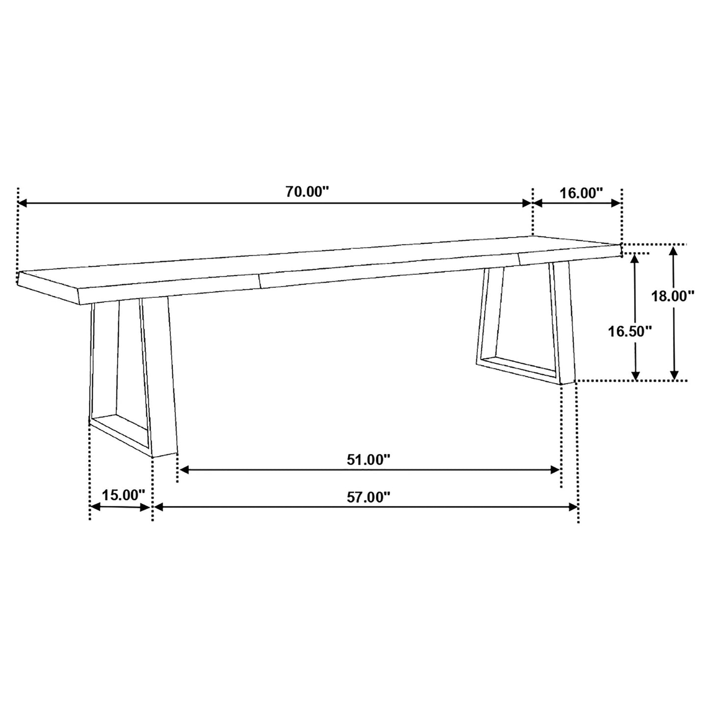 Wobegon - Rectangular Dining Bench - Gray