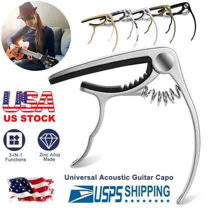 Universal Acoustic Guitar Capo 3 in 1 Zinc Alloy for Acoustic Electric Guitar Classical Acoustic Guitar Ukulele Guitar Tuning Accessories
