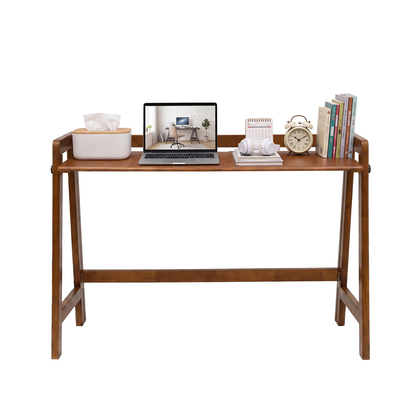Solid Wood Folding Desk, 49" Mid Century Modern Computer Desk