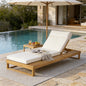 Teak Finish Acacia Wood Chaise Lounge with 4-Inch Cushion