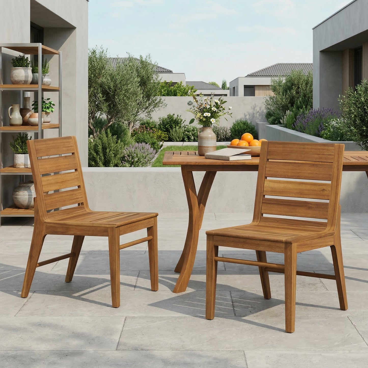 Outdoor Acacia Wood Dining Chair (Set of 2)