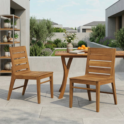 Outdoor Acacia Wood Dining Chair (Set of 2)