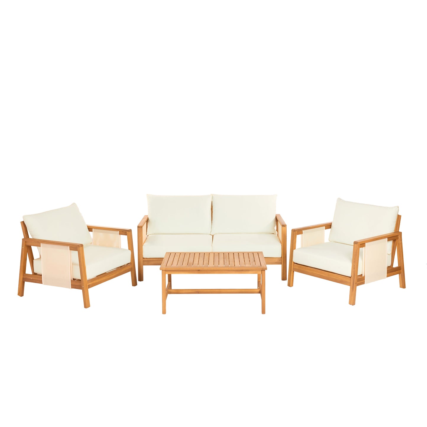 4-Pieces Sofa Set with Cushions Outdoor Loveseat & Coffee Table Set