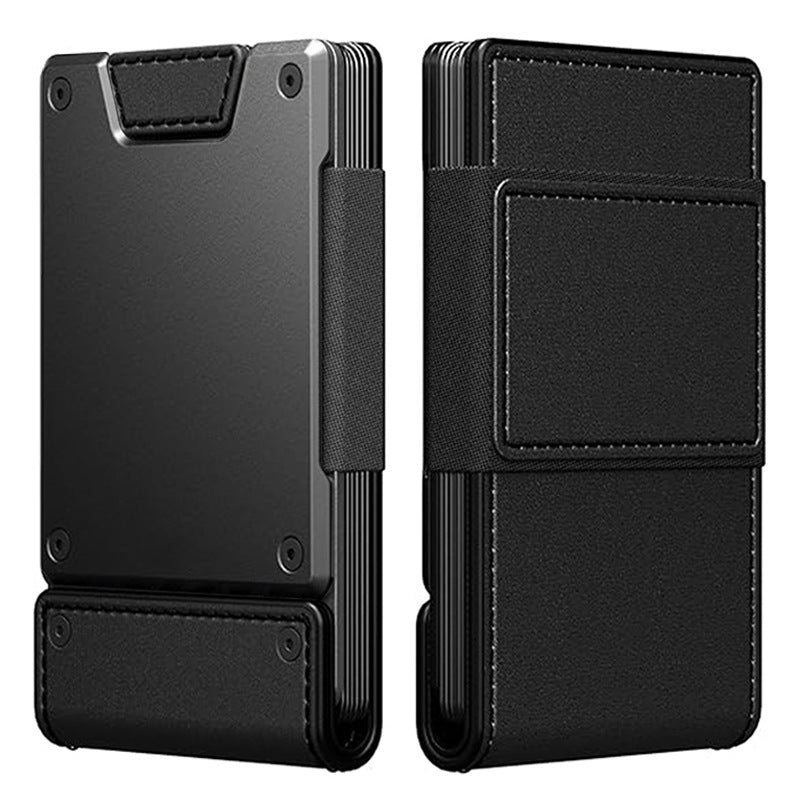Metal And Leather Pull-Out Mens Wallet