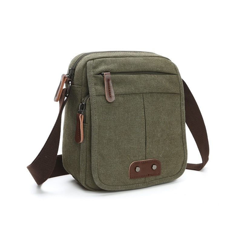 Mens And Womens Casual Small Crossbody Korean-style Canvas Bag For Outdoor Use