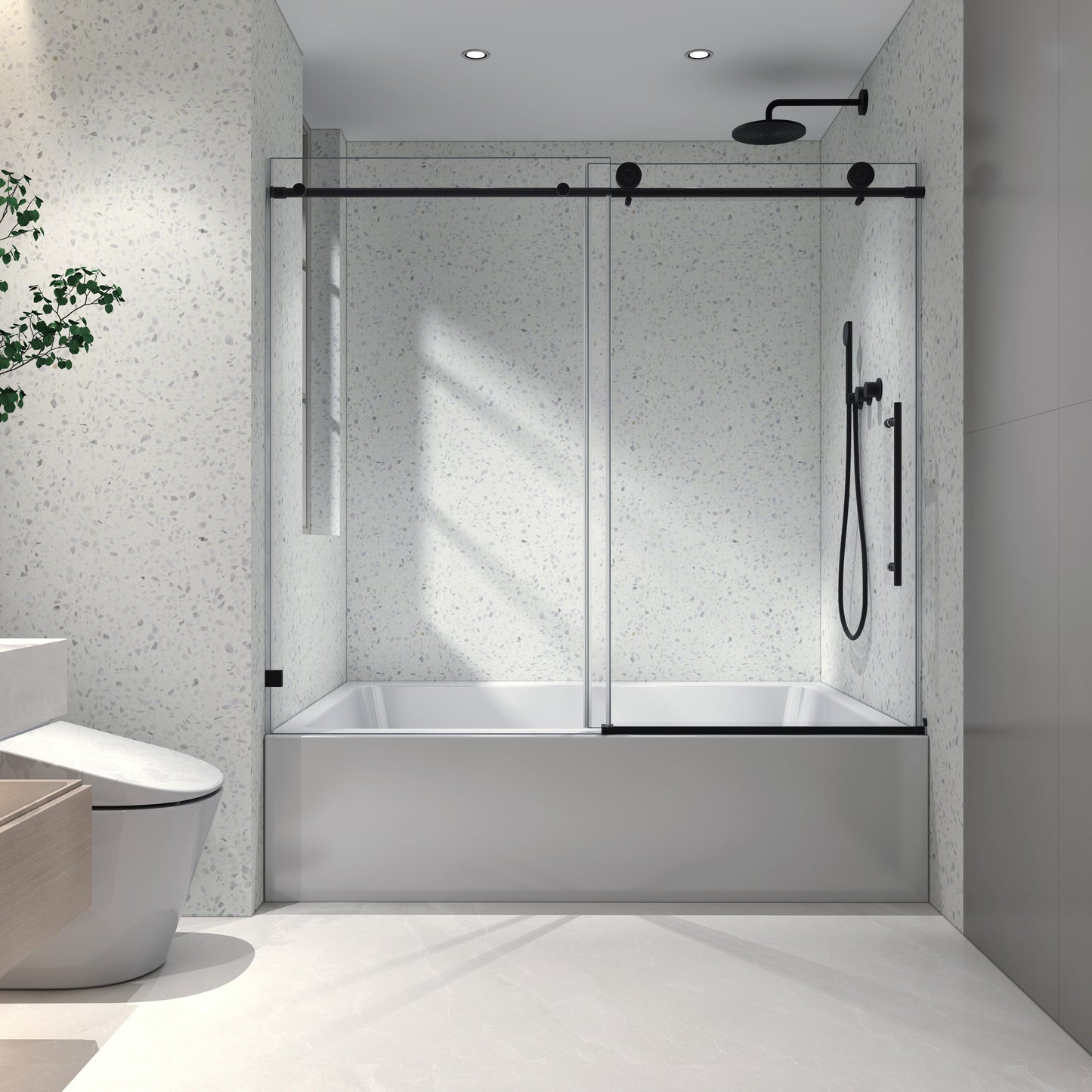 6063 Matte Tempered Glass Shower Door
