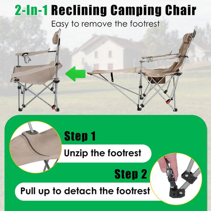 Reclining Camping Chair with Footrest – 4-Position Adjustable