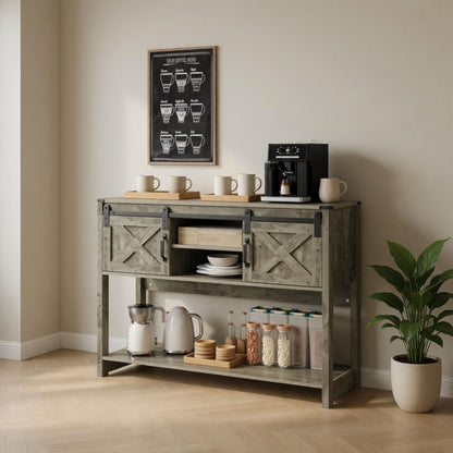 Farmhouse Entryway Table With Sliding Barn Door