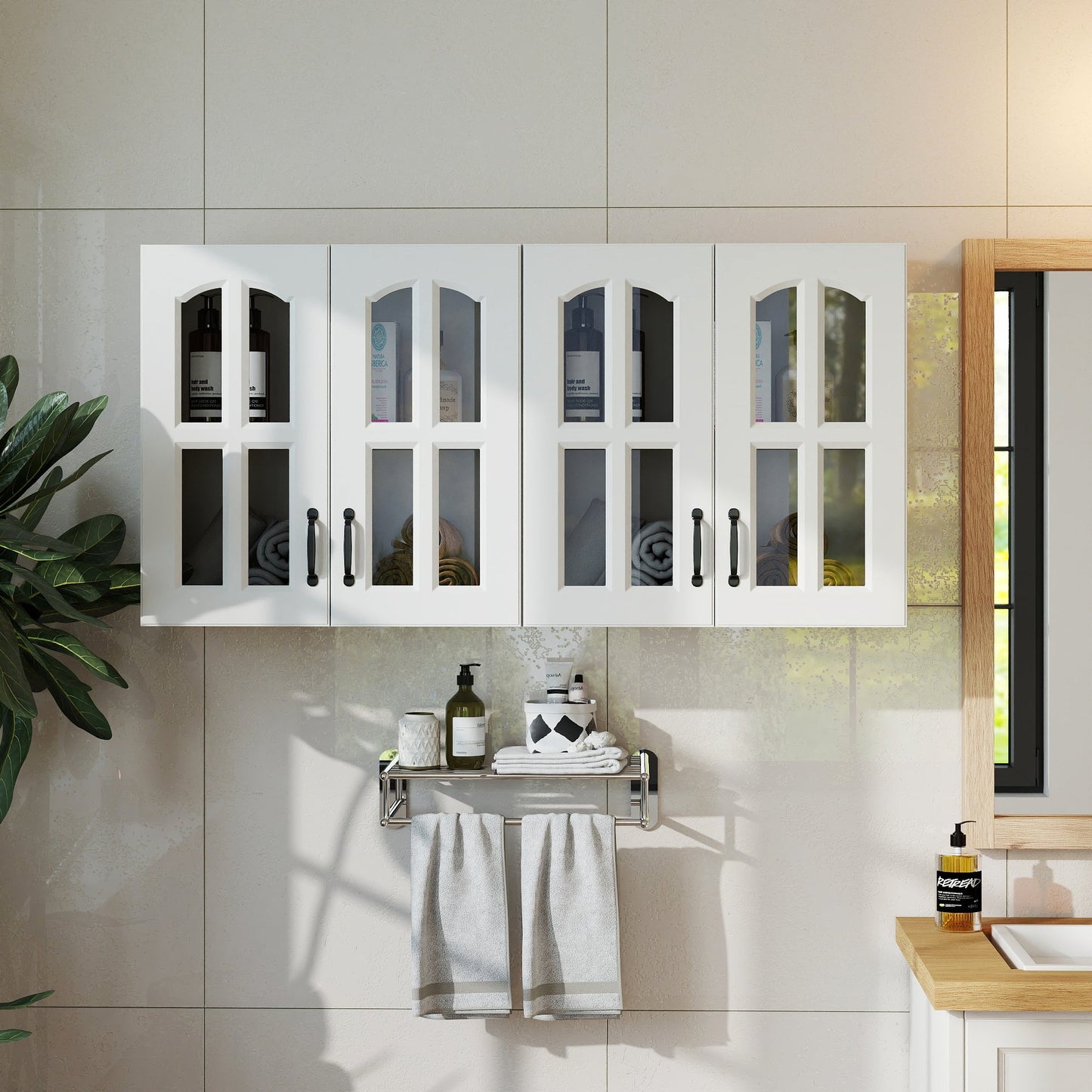 Wall Cabinet with Glass Door and Adjustable Shelves