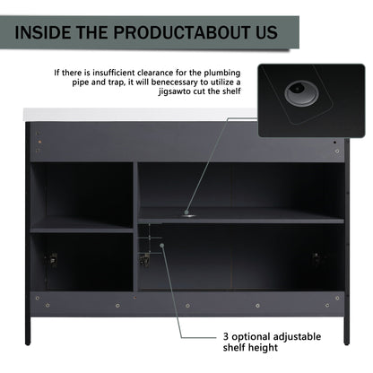 Modern Freestanding Bathroom Vanity With Resin Sink & Soft Close Cabinet Doors