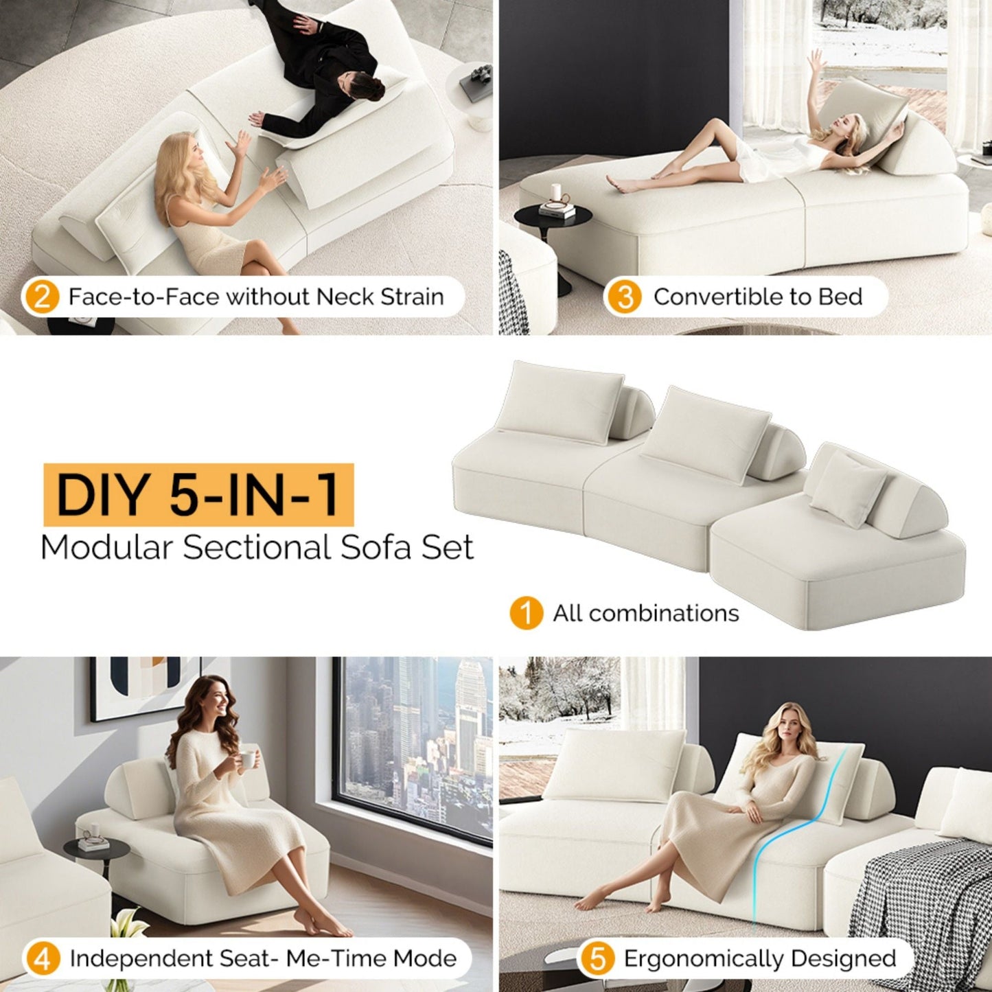 Modern Luxury Oversized Modular Sectional Sofa Set
