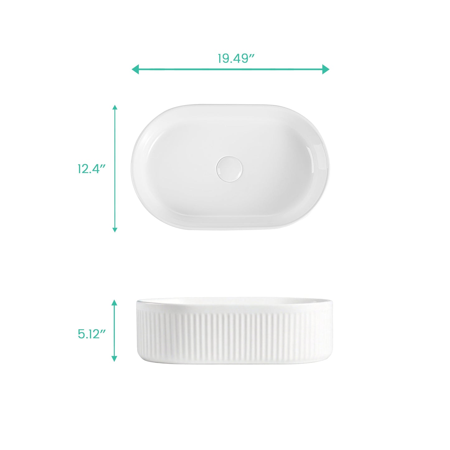Integrated Oval Ceramic Bathroom Sink