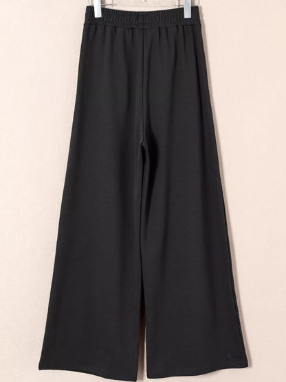 Tied Elastic High Waist Pleated Detail Solid Sweatpants