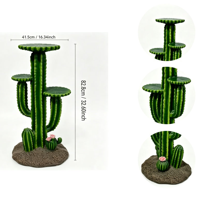 32'' Resin Saguaro Cactus Plant Stand with 3 Display Shelves