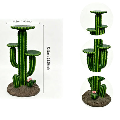 32'' Resin Saguaro Cactus Plant Stand with 3 Display Shelves