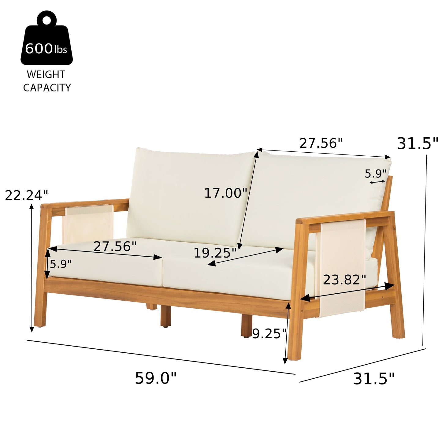 4-Pieces Sofa Set with Cushions Outdoor Loveseat & Coffee Table Set