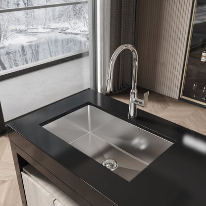 Stainless Steel Kitchen Sink, 30″x19″ Drop In Single Bowl, Undermount Handmade Sink in Brushed Nickel