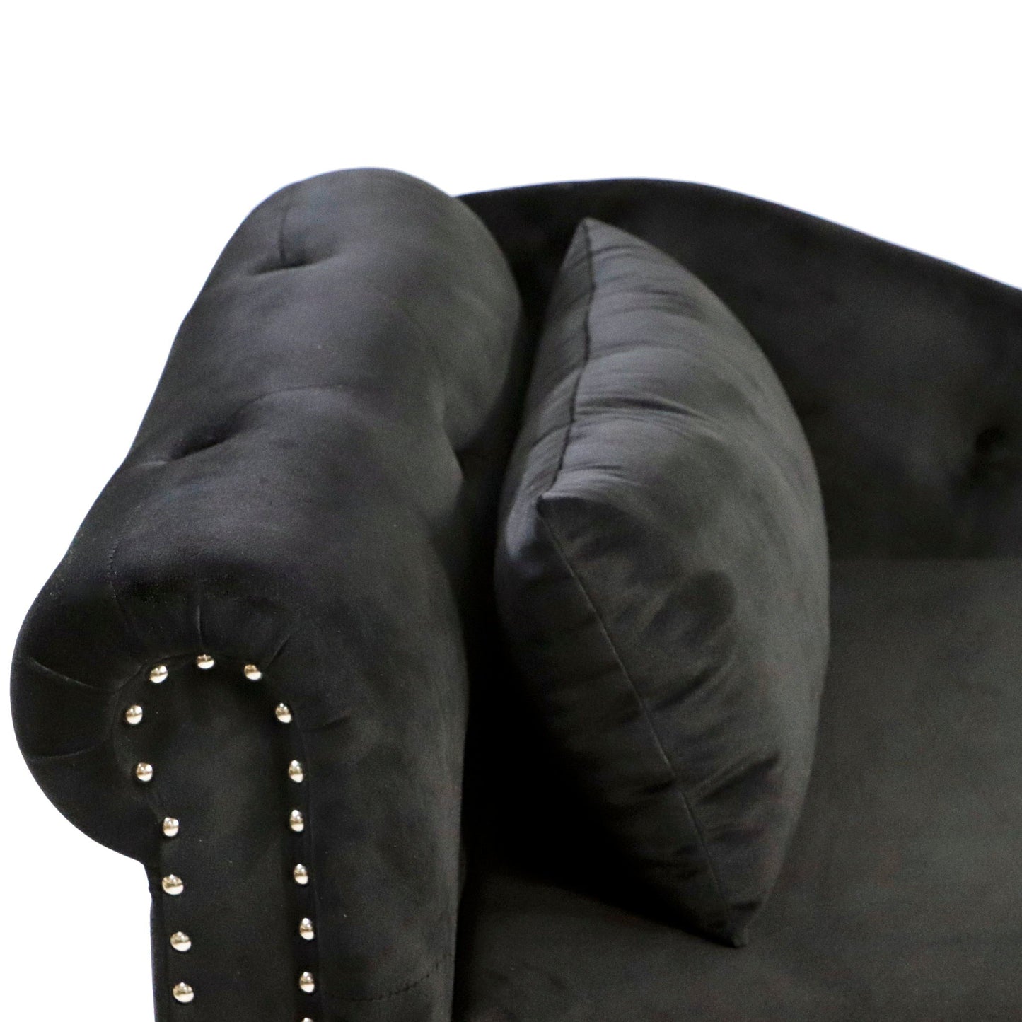 Chaise Lounge Indoor, Lounge Chair For Bedroom With Storage & Pillow, Modern Upholstered Rolled Arm Chase Lounge For Sleeping With Nailhead Trim For Living Room Bedroom Office