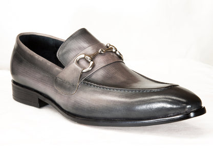 Carrucci Burnished Calfskin Belt - Grey
