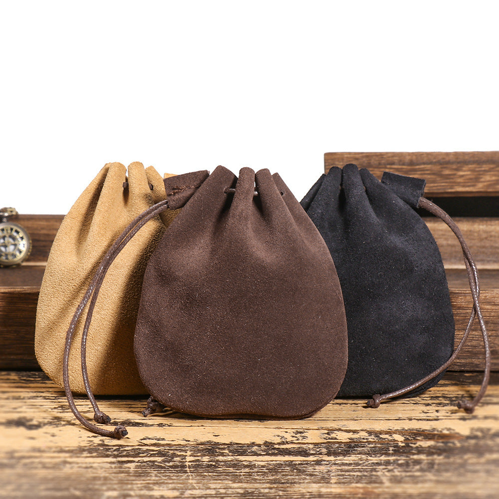 First-layer Cowhide Braided Drawstring Storage Pouch, A Wallet Thats Both Vintage And Stylish