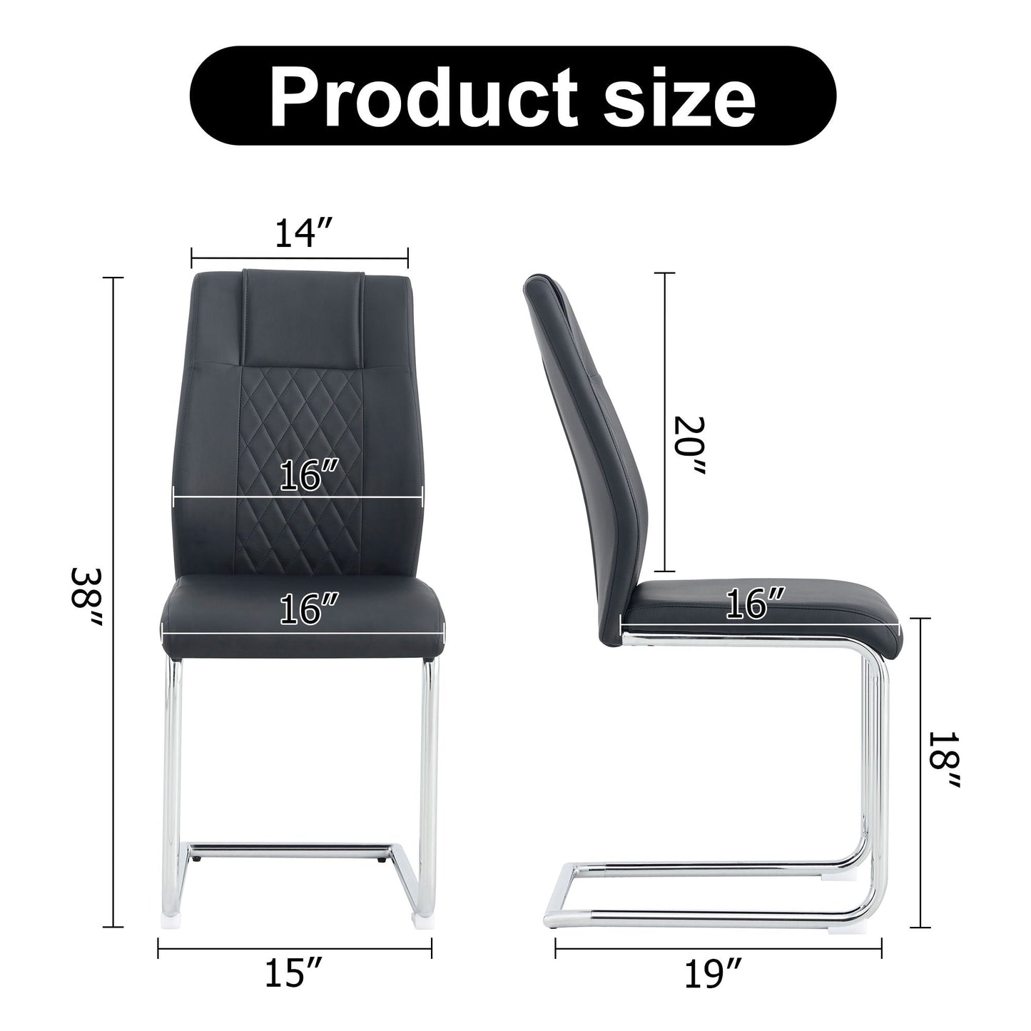 Modern Dining Chairs With Padded Seat, Metal Legs