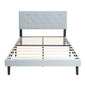 Modern Upholstered Platform Bed Frame With Button Tufted Fabric Headboard