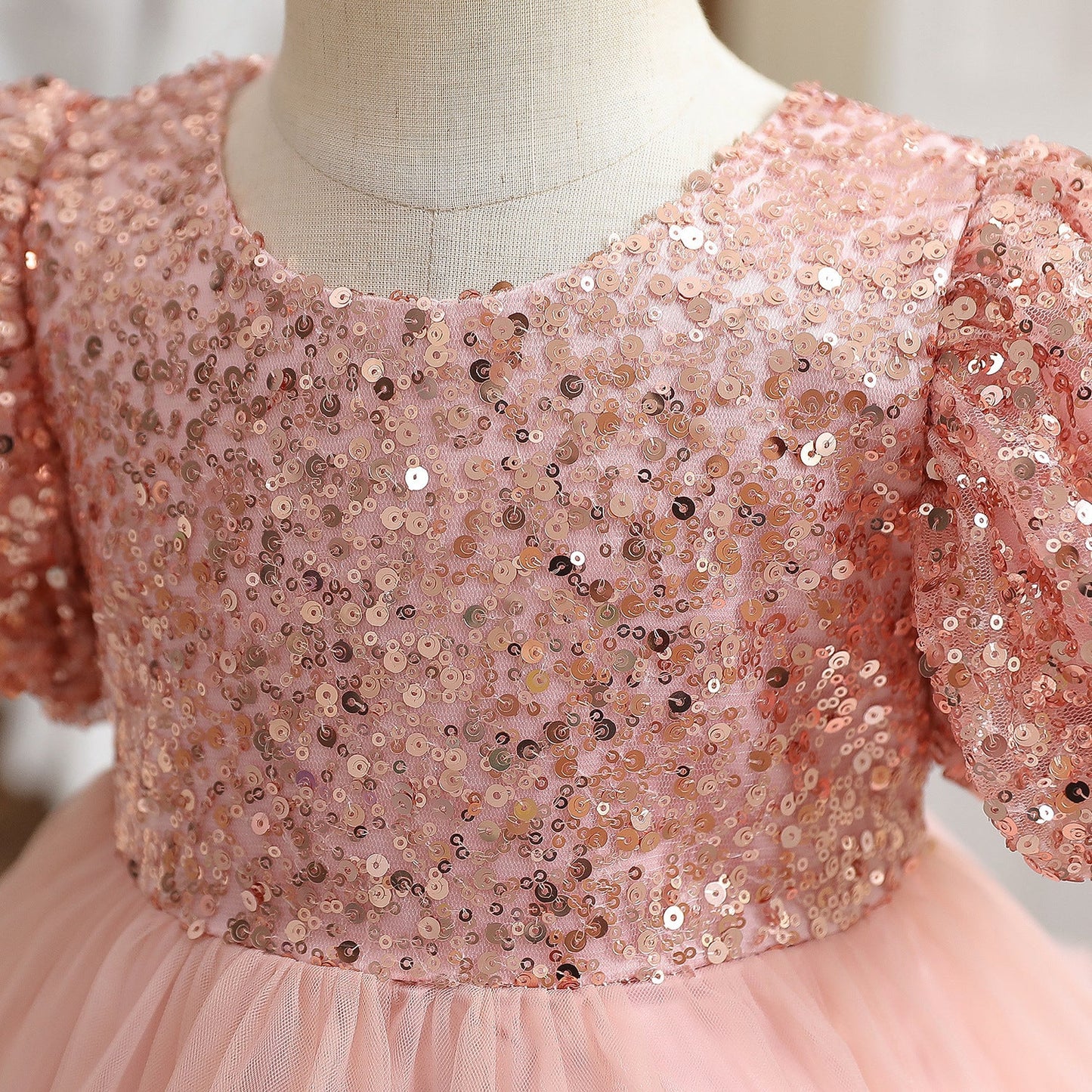 Baby Girl Sequin Ball Performance Costume Birthday Fluffy Gauze Princess Dress