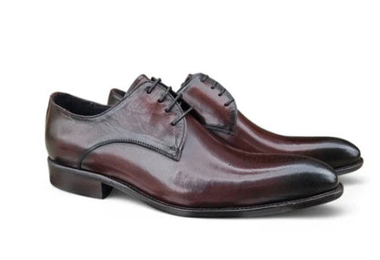 Carrucci Burnished Calfskin Oxford - Chestnut