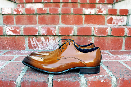Carrucci Burnished Calfskin Oxford - Cognac