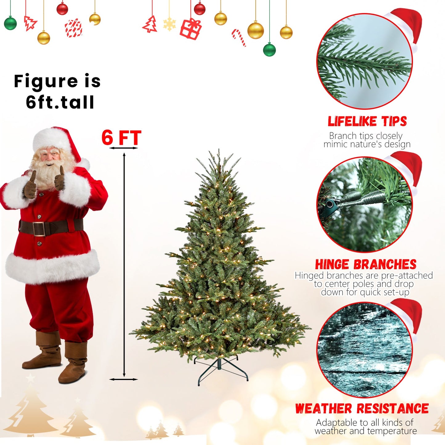 7FT Full-Shape Christmas Tree with 750 UL Lights