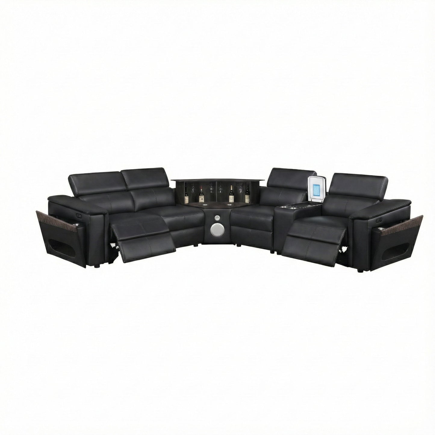 Nova - Sectional With Bluetooth Speaker, LED And Lifting Wine Cabinet