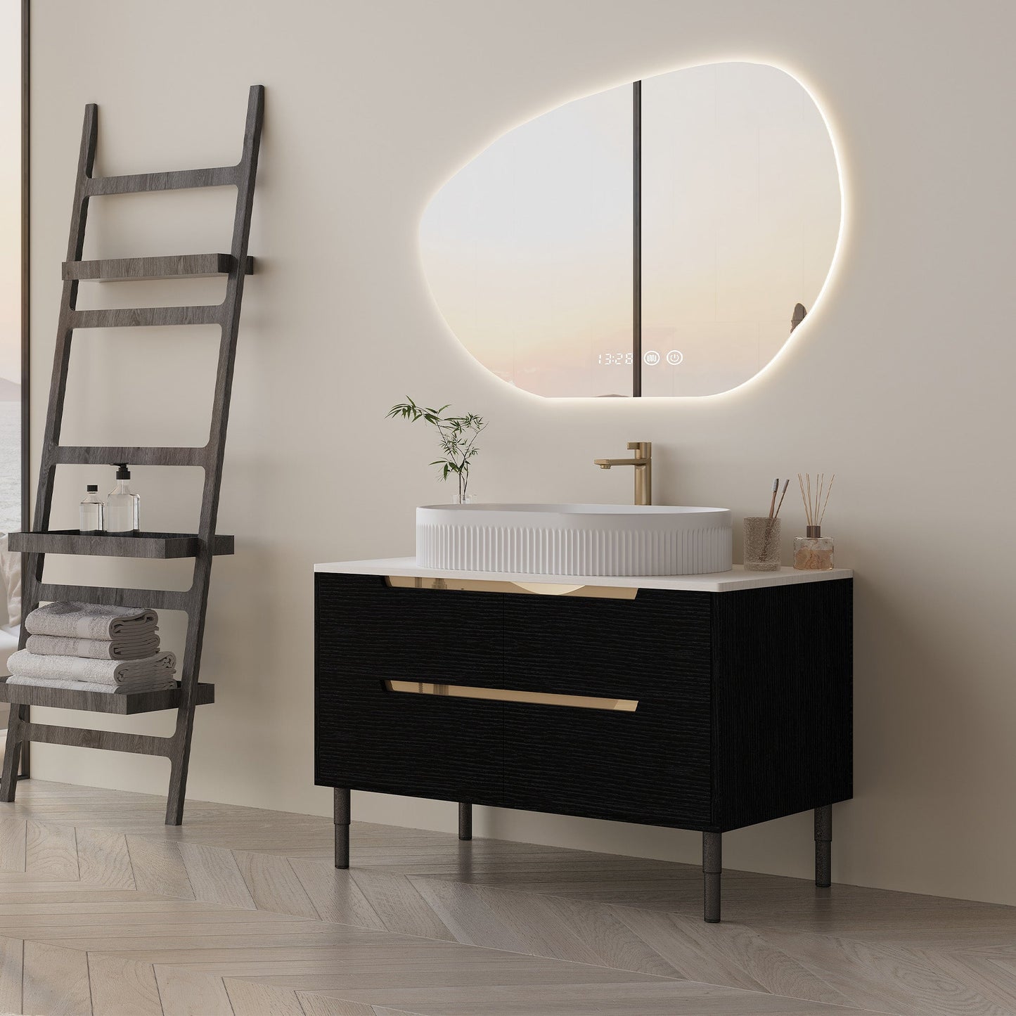 36 Inch Bathroom Vanity with Ceramic Integrated Sink & Soft-Close Drawers