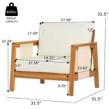 Outdoor Club Chair, Acacia Wood Frame with Textilene Accents